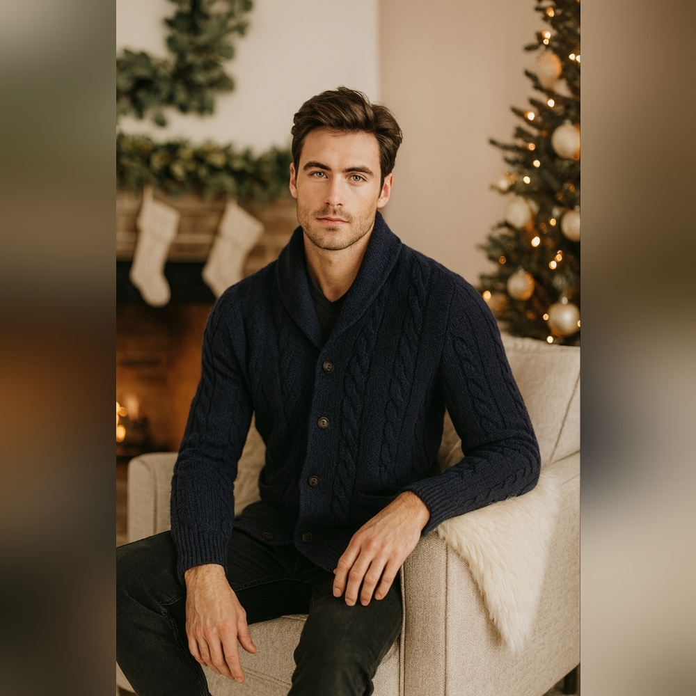 BROOKS BROTHERS - Wool Blend Cowl Neck Cardigan